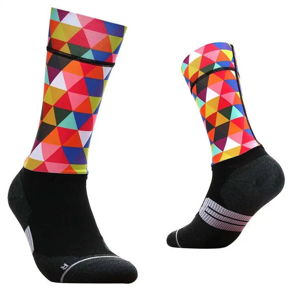 Mountain Biking Socks - Chaussettes de cyclisme géométriques vibrantes –